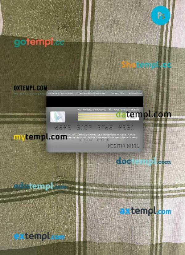 USA Carrington Mortgage Services bank visa classic card PSD scan and photo-realistic snapshot, 2 in 1 - Image 2