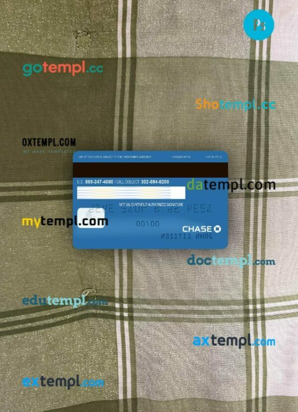 USA Chase bank Visa Debit Card PSD scan and photo-realistic snapshot, 2 in 1 - Image 2