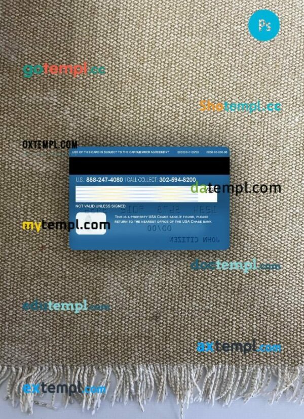 USA Chase bank visa debit card 2 PSD scan and photo-realistic snapshot, 2 in 1 - Image 2