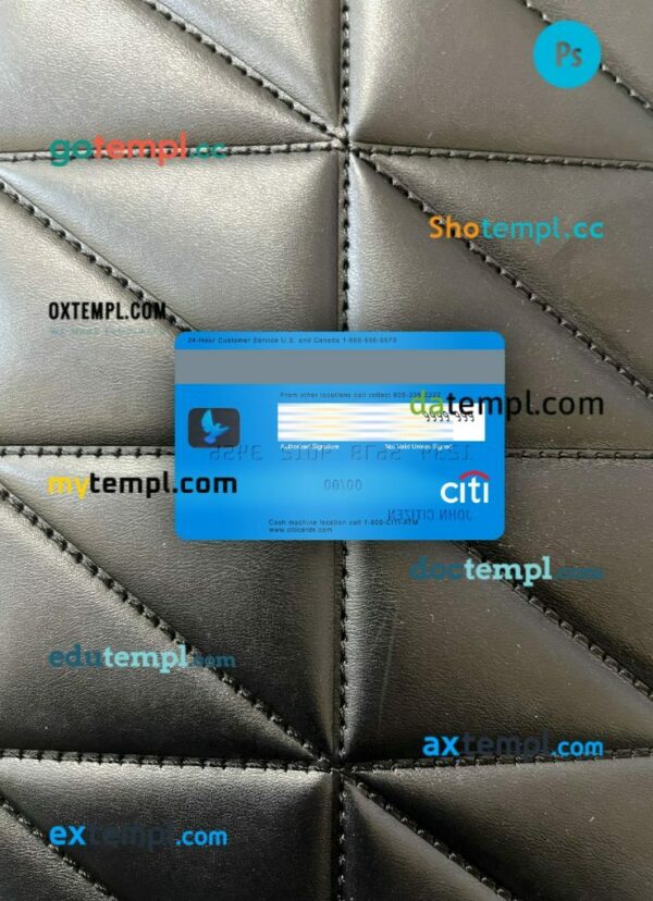 USA Citibank Visa Platinum card PSD scan and photo-realistic snapshot, 2 in 1 - Image 2