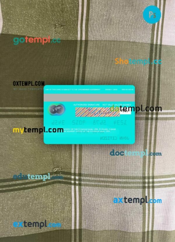 USA Citigroup Bank visa card PSD scan and photo-realistic snapshot, 2 in 1 - Image 2