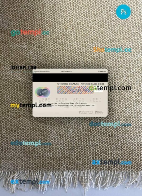 USA Comerica Bank mastercard PSD scan and photo-realistic snapshot, 2 in 1 - Image 2
