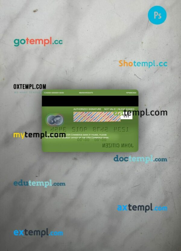USA Commerce bank mastercard PSD scan and photo taken image, 2 in 1 - Image 2