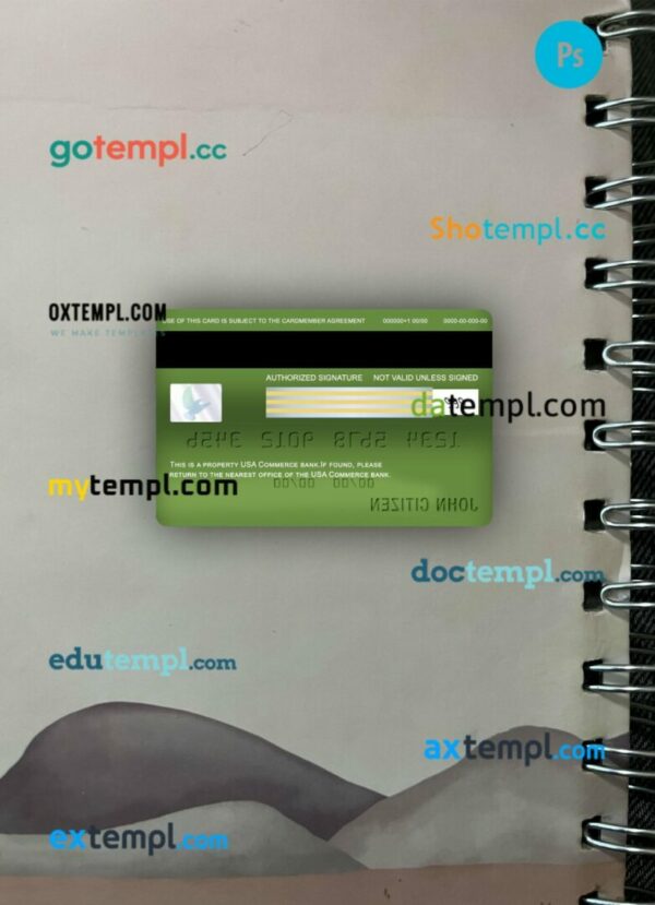 USA Commerce bank visa classic card PSD scan and photo-realistic snapshot, 2 in 1 - Image 2