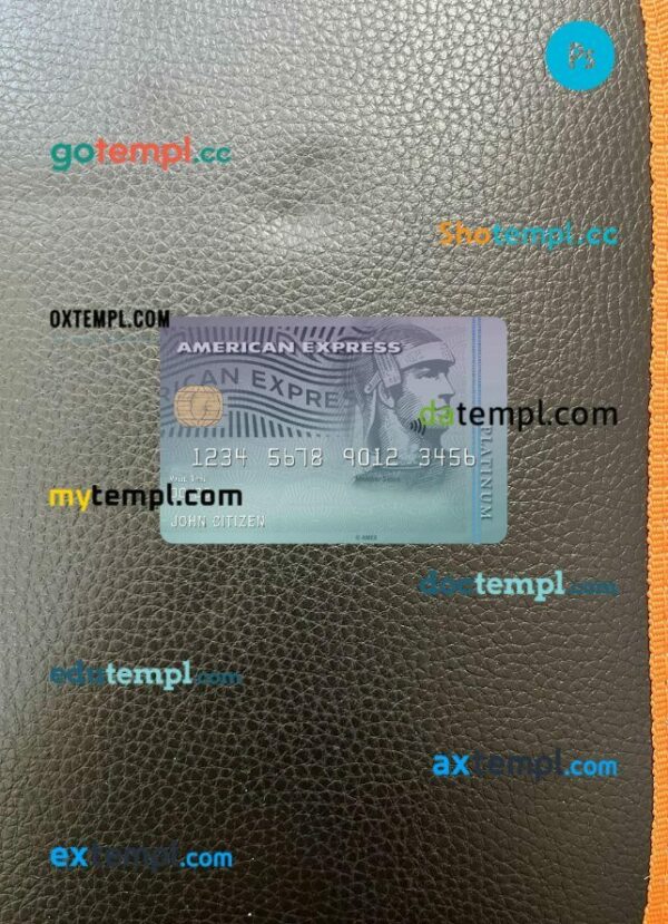 USA Discover bank AMEX platinum card PSD scan and photo-realistic snapshot, 2 in 1