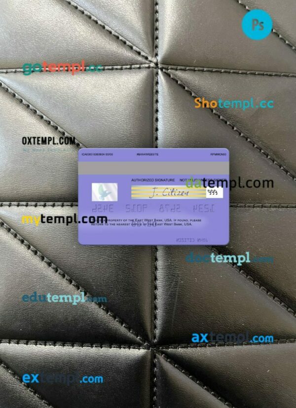 USA East West Bank visa card PSD scan and photo-realistic snapshot, 2 in 1 - Image 2