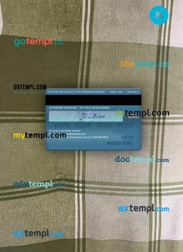 USA First Bank of Wiki AMEX payback card PSD scan and photo-realistic snapshot, 2 in 1 - Image 2