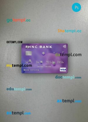 USA First Horizon National Corporation Bank visa card PSD scan and photo-realistic snapshot, 2 in 1