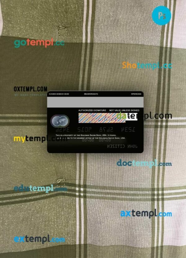 USA Goldman Sachs Bank mastercard PSD scan and photo taken image, 2 in 1 - Image 2