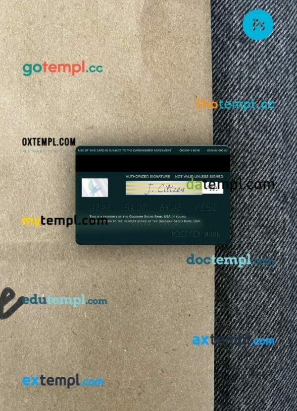 USA Goldman Sachs Bank visa card PSD scan and photo-realistic snapshot, 2 in 1 - Image 2