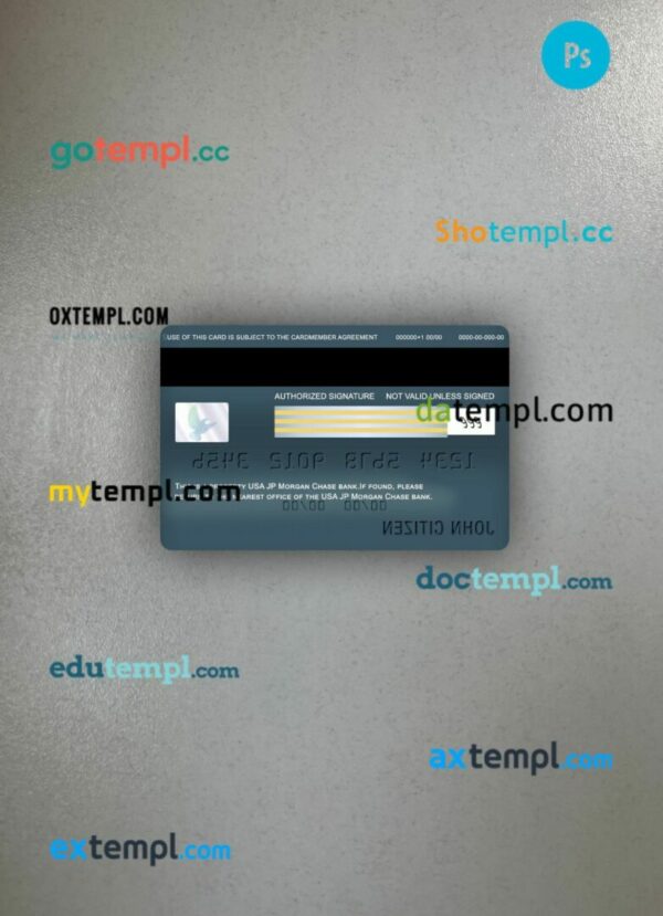 USA JP Morgan Chase bank visa signature card PSD scan and photo-realistic snapshot, 2 in 1 - Image 2