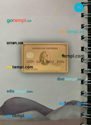 USA Maryland Howard Personal bank AMEX gold card PSD scan and photo-realistic snapshot, 2 in 1