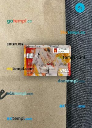 USA Maryland Howard Personal bank visa electron card PSD scan and photo-realistic snapshot, 2 in 1