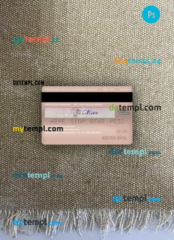 USA Missouri Together Credit Union bank AMEX rose gold card PSD scan and photo-realistic snapshot, 2 in 1 - Image 2