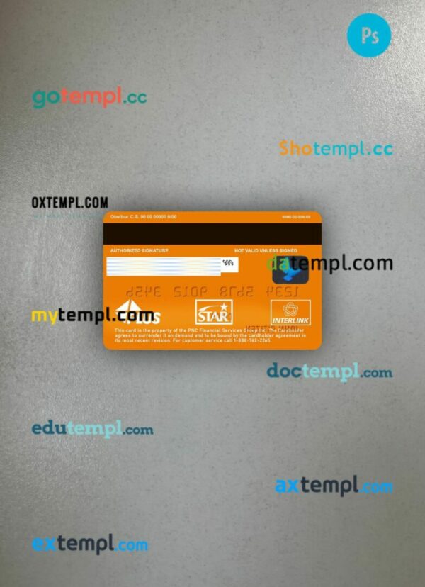 USA PNC bank Visa Debit card PSD scan and photo-realistic snapshot, 2 in 1 - Image 2