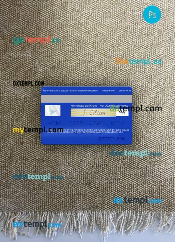 USA Raymond James Financial Bank visa card PSD scan and photo-realistic snapshot, 2 in 1 - Image 2