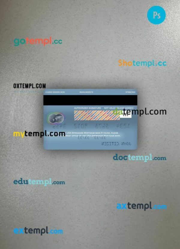 USA Springside Mortgage bank mastercard PSD scan and photo taken image, 2 in 1 - Image 2