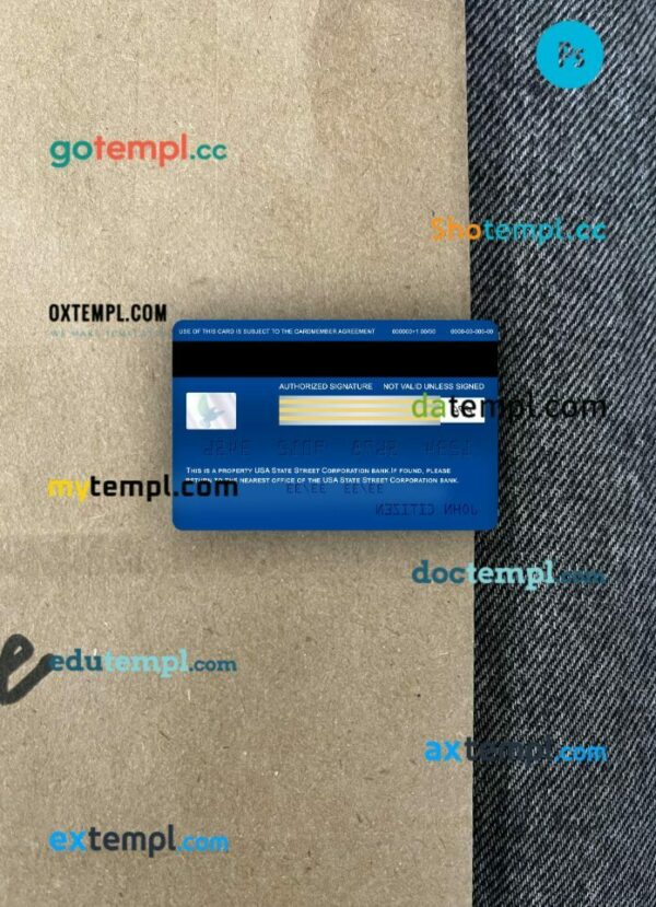 USA State Street Corporation bank signature card PSD scan and photo-realistic snapshot, 2 in 1 - Image 2