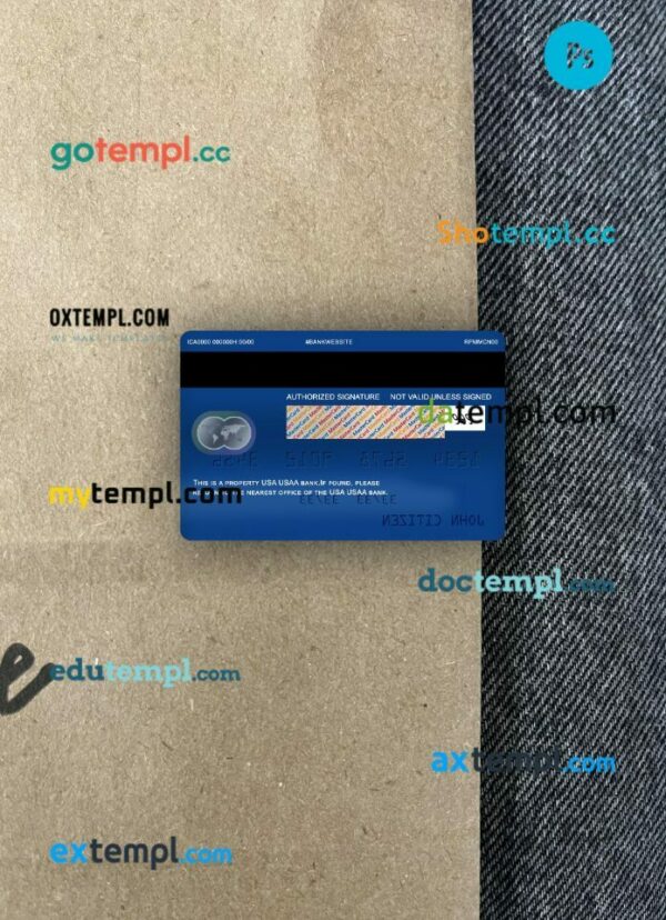 USA USAA bank mastercard PSD scan and photo taken image, 2 in 1 - Image 2