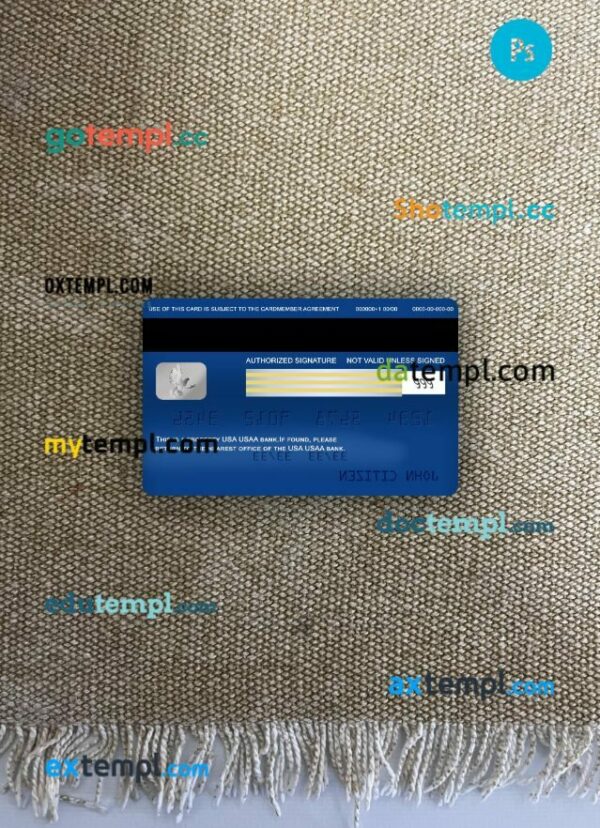 USA USAA bank visa signature card PSD scan and photo-realistic snapshot, 2 in 1 - Image 2