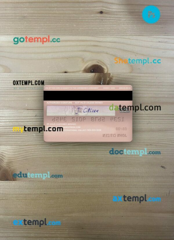 USA University of Southern Indiana bank AMEX rose gold metal card PSD scan and photo-realistic snapshot, 2 in 1 - Image 2
