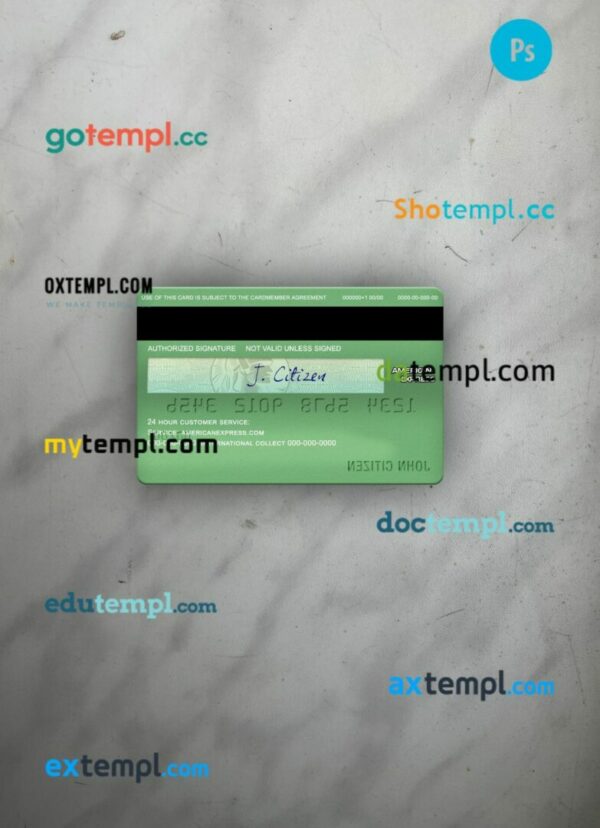 USA Waste Management bank AMEX Card PSD scan and photo-realistic snapshot, 2 in 1 - Image 2