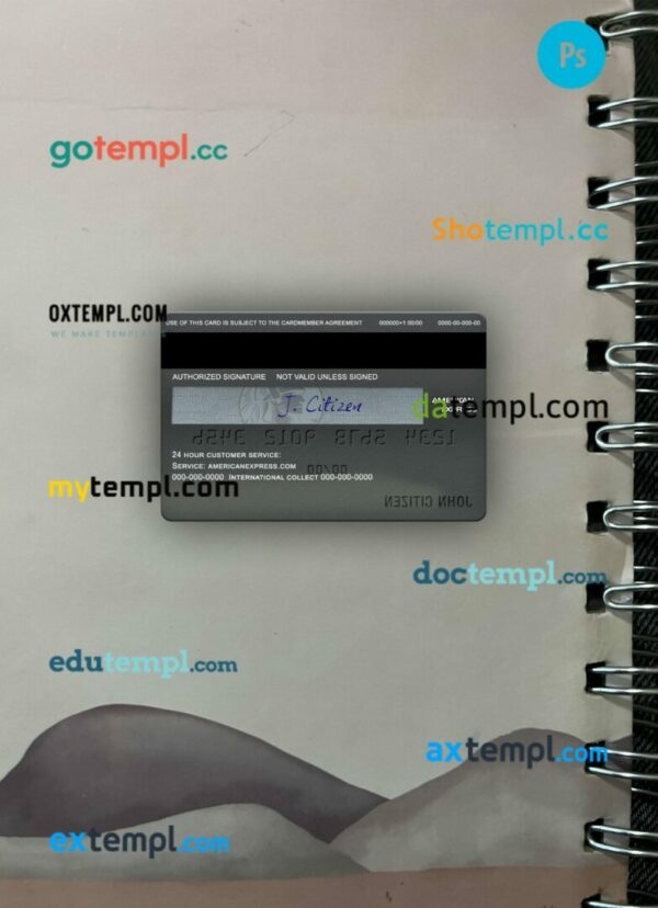 USA Wells Fargo bank AMEX Card PSD scan and photo-realistic snapshot, 2 in 1 - Image 2