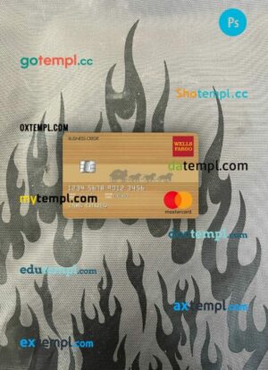 USA Wells Fargo bank mastercard brown PSD scan and photo taken image, 2 in 1