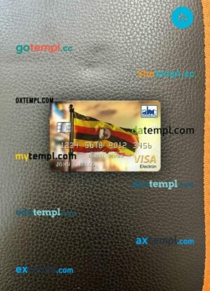 Uganda ABC Bank of Uganda visa electron card PSD scan and photo-realistic snapshot, 2 in 1