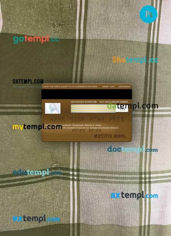 Ukraine Oshadbank visa gold card PSD scan and photo-realistic snapshot, 2 in 1 - Image 2