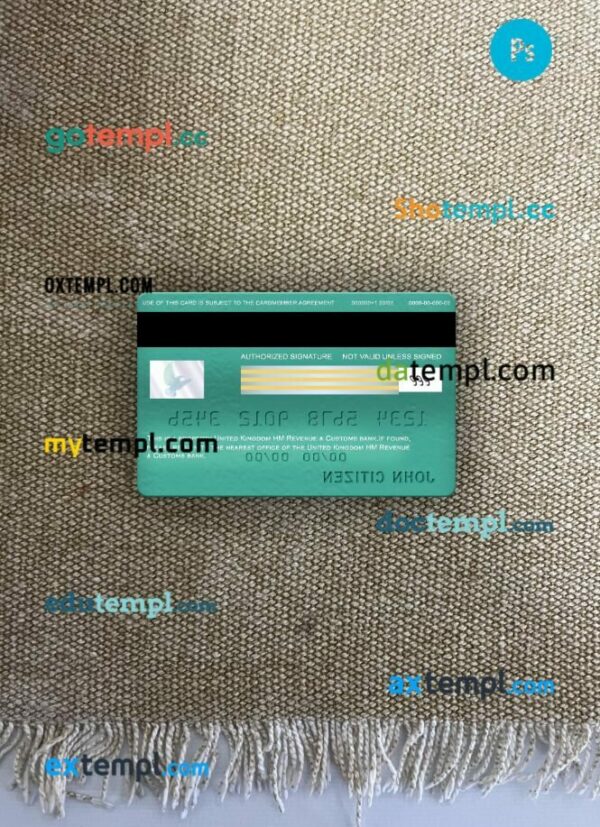 United Kingdom HM Revenue & Customs bank visa classic card PSD scan and photo-realistic snapshot, 2 in 1 - Image 2