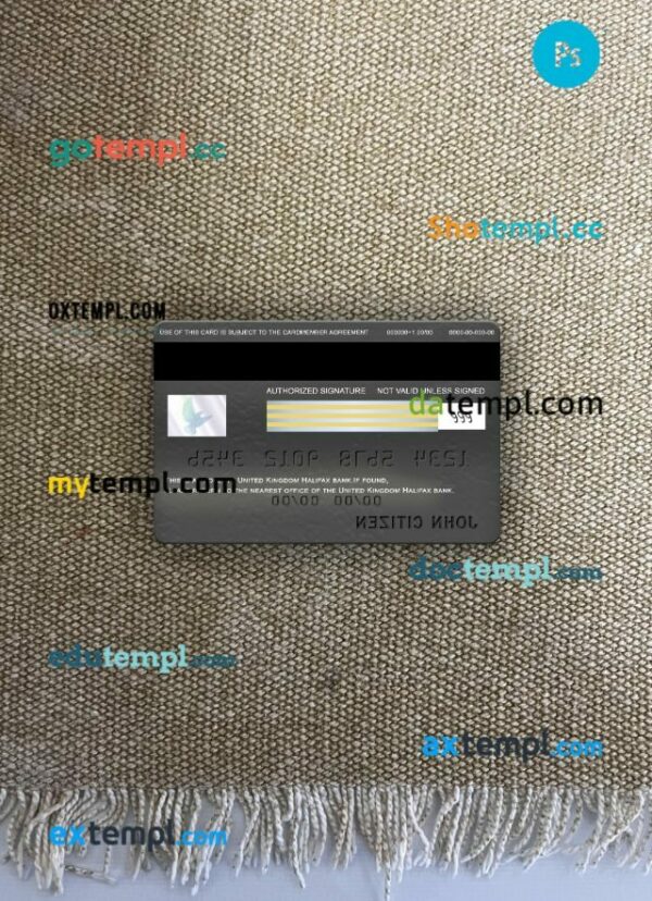 United Kingdom Halifax bank visa signature card PSD scan and photo-realistic snapshot, 2 in 1 - Image 2