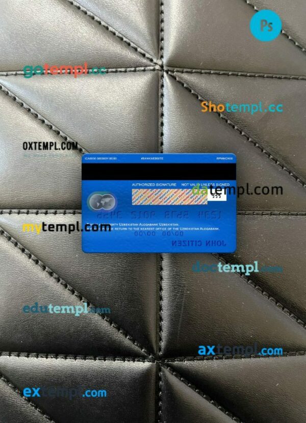 Uzbekistan Aloqabank mastercard PSD scan and photo taken image, 2 in 1 - Image 2