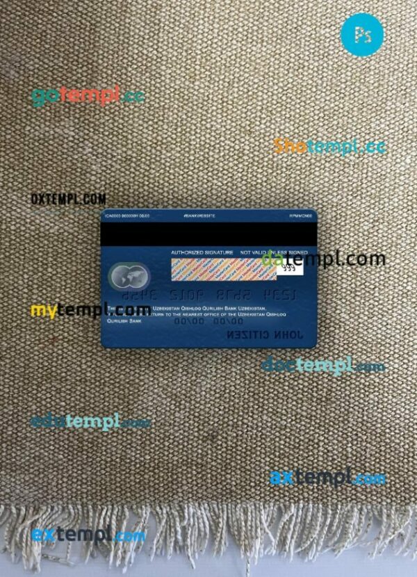 Uzbekistan Qishloq Qurilish Bank mastercard PSD scan and photo taken image, 2 in 1 - Image 2