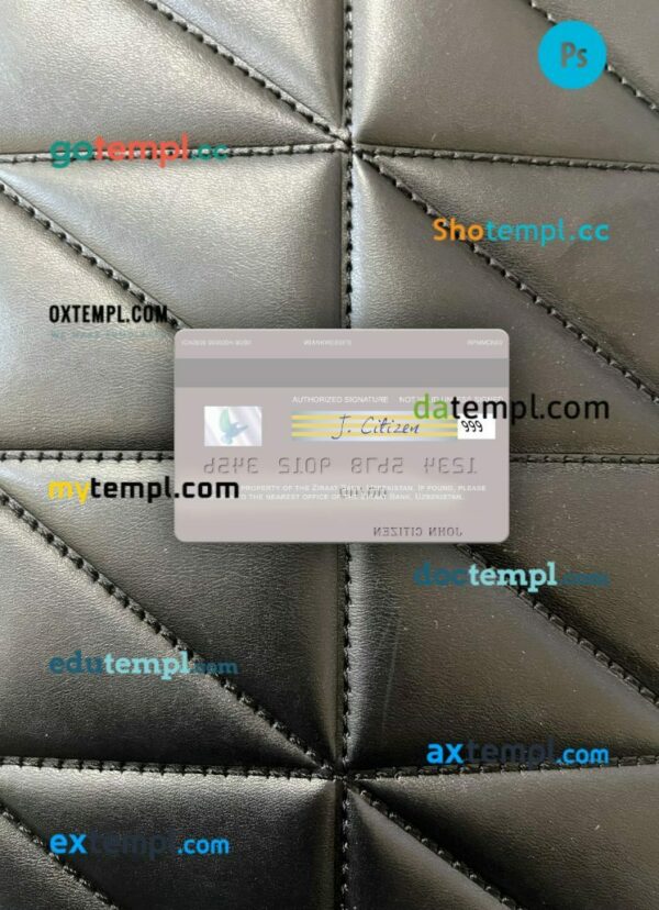Uzbekistan Ziraat Bank visa debit card PSD scan and photo-realistic snapshot, 2 in 1 - Image 2