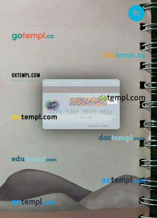 Vanuatu Asia Merchant Bank Limited visa debit card PSD scan and photo-realistic snapshot, 2 in 1 - Image 2