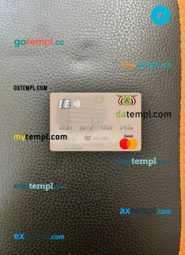 Yemen Central Bank of Yemen mastercard PSD scan and photo taken image, 2 in 1