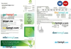 Australia Energy Australia gas utility bill template in Word and PDF format, 3 pages