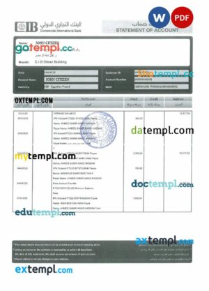 EGYPT CIB bank statement 3 - 6 months Word and PDF example