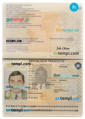 French passport example in PSD format, version 2