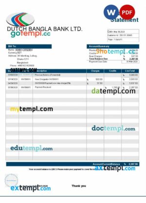 GERMANY DUTCH bank statement 3 - 6 months Word and PDF example