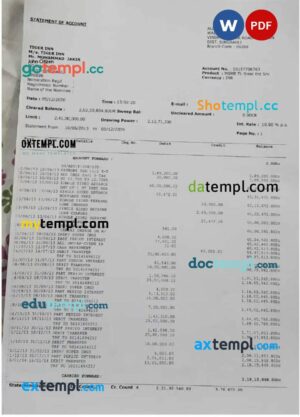 INDIA ALLAHABAD bank statement 3 - 6 months Word and PDF example