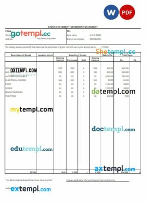 INDIA UCO bank statement 3 - 6 months Word and PDF example