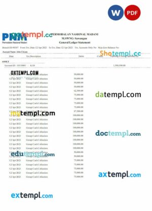 INDONESIA PERMODALAN NASIONAL MADANI bank statement 3 - 6 months Word and PDF example