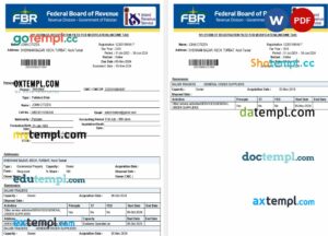 Pakistan FBR utility bill download Word and PDF example
