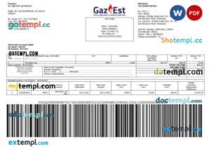 Romania Gaz Est utility bill Word and PDF template