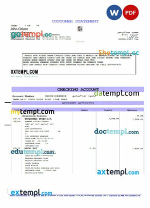 SAUDI ARABIA RIYAD BANK statement Word and PDF example
