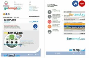 UAE Ajman Al Ain Distribution Co. Word and PDF utility bill template (5 pages)
