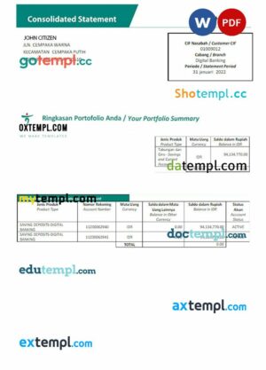 UAE KEB HANA bank statement 3 - 6 months Word and PDF example