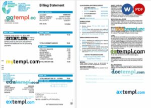 USA CRWWD utility bill Word and PDF template, 2 pages